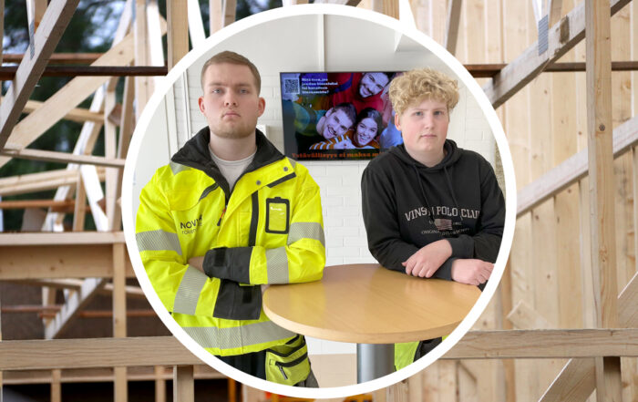 Valokuva rakennusala -opiskelijat Jimi ja Konsta.
